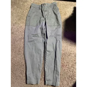 A New Day Womens High Rise Utility Pants Sage Green Tapered Ankle Chino Size 0 thumbnail 2