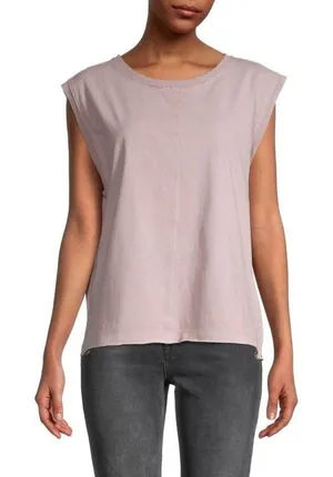 Free People Shirt Womens L Casual Oversized Sleeveless Distressed Tee Pink Large thumbnail 1