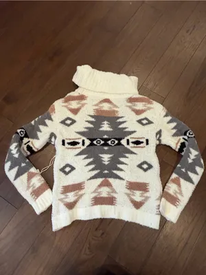 Poof Apparel Cozy Turtleneck Aztec Pattern Sweater - Medium NWT - C16-058 thumbnail 8