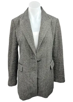 Laundry by Shelli Segal Black White Wool Blend Houndstooth Blazer Coat Jacket S thumbnail 1