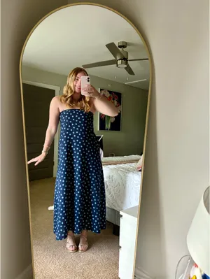 Anthropologie Linen Blend Strapless Dress thumbnail 4
