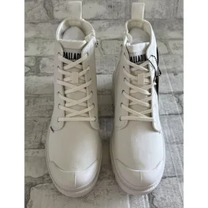Palladium Pallabase Star White Twill Vegan High Block Heel Platform Lug Boot 8.5 thumbnail 3