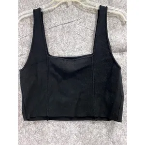 House of Harlow 1960 Black Knit Square Neck Cropped‎ Tank Top Medium Boho Chic thumbnail 4