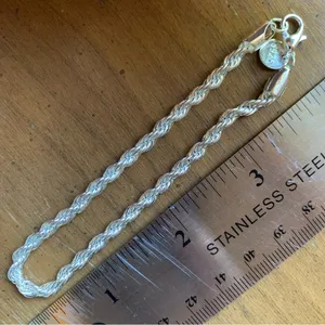 Rope Chain Silver Bracelet thumbnail 2