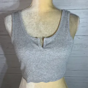 gray ribbed crop top size M thumbnail 2