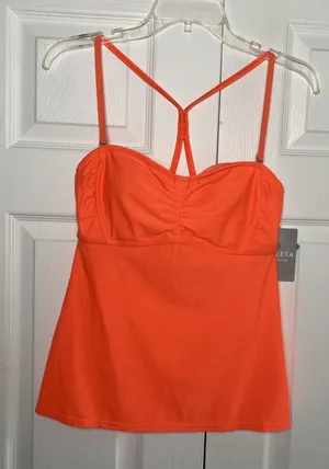 Athleta Bandeau Tankinemor Womens 36 B/C Neon Orange Swim Top Tankini NWT thumbnail 1