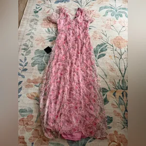 Lulus Dreamiest Desires Pink Floral Flutter Sleeve Maxi Dress thumbnail 5