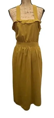 Goodnight Macaroon Maxi Dress Ruffle‎ Halter Neck Tie Back Mustard Size Medium thumbnail 1