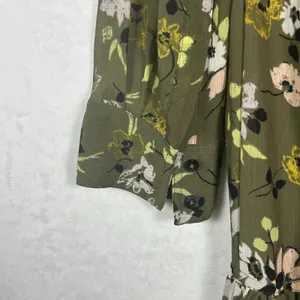 Madewell Women‎ Olive Green Floral Tiered V-Neck Midi Dress XXS Long Sleeve thumbnail 11