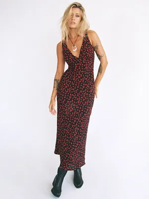 Princess Polly Nellie Maxi Dress Black/Red Floral Size 4 New with tag thumbnail 3