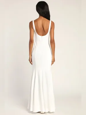 NWOT Lulus Happy Romantic White Bustier Mermaid Maxi Dress M thumbnail 3