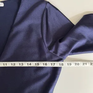 Good American Bodysuit Blue Long Sleeve Deep V Stretch Snap Closure Size 4 thumbnail 8