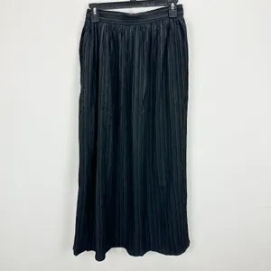 Lulus Midsummer Memories Black Mid-Rise Maxi Skirt Side Slit Plisse XS NWT thumbnail 7