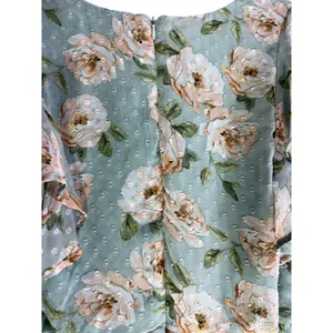 Altar’d State Green Floral Midi Dress Ruffle Sleeve V Neck No Belt thumbnail 9