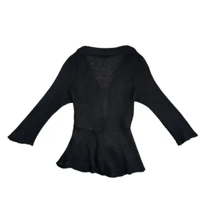 Wooden Ships Cardigan Women S/M Black Excellent Mohair Wool Open Front Peplum thumbnail 5