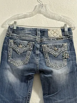 Miss Me Jeans Women 27 Bootcut Whiskered Medium Wash Denim Pants easy boot thumbnail 3