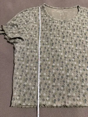 American Eagle Outfitters Crop Top Women XL Green Floral Round Neck Pullover thumbnail 5