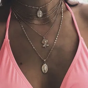 3/$30 💛 Multi Layered Charm Necklace Gold thumbnail 1