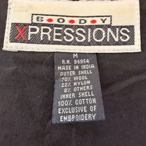 Body Xpressions Vintage Button Front Lined Vest Wool Blend Floral SZ M #2588 thumbnail 7