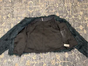 Free People Frankie Faux Fur Jacket Dark Emerald Green Teal Coat Size Medium thumbnail 13