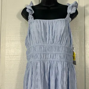 Kingston Grey Women’s Boho Blue Tiered Flutter Sleeve Maxi Dress SZ XL NWT thumbnail 3