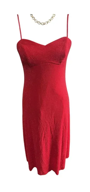 Glam Maxi Dress Vintage Red Vtg Gown Evening 70s Size Small 4 6 Poly Knit thumbnail 1