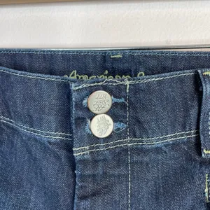 American Eagle Vintage Y2K Mid Rise Wide Leg Flare Trouser Jeans Dark Wash 14 thumbnail 3