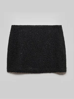 Mango MNG - Black knit Bouclé metallic thread textured mini skirt thumbnail 4