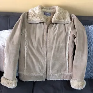 WILSONS LEATHER Tan Suede and Faux Fur Coat Size M thumbnail 1