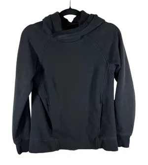 Lululemon‎ Scuba Hoodie Pullover Funnel Neck Black Fleece Size 4 Raglan Sleeve thumbnail 1