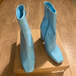 Steve Madden Womens Lynden Square Toe Side Zip Block Heel Ankle Boots Blue 7.5 thumbnail 3