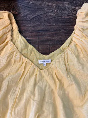 Rebecca Taylor Tiered Silk Cotton Puff Sleeve Dress Womens XL Yellow thumbnail 4