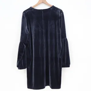 Madewell Dress Womens XL Shift Navy Blue Velvet Long Puff Sleeve Excellent thumbnail 4