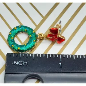 Cute Lot of 3 CHRISTMAS Earrings Dangle Ornament Holly Studs and Wreaths & Bows thumbnail 9