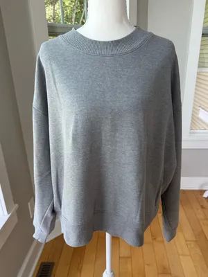 A New Day Light Gray Fleece Oversized Crewneck Sweatshirt Sz XXL thumbnail 1