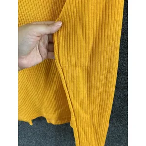 H&M Divided Mustard Yellow Rib Knit Long Sleeve Tie-Front Crop Cardigan Size M thumbnail 11