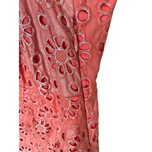 Anthropologie Maeve Coralshine Metallic Eyelet Floral A-Line Sleeveless Dress‎ thumbnail 8