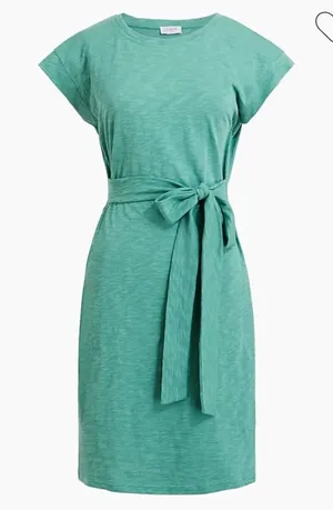 J. Crew Teal Tie-Waist Mini Dress size M thumbnail 1