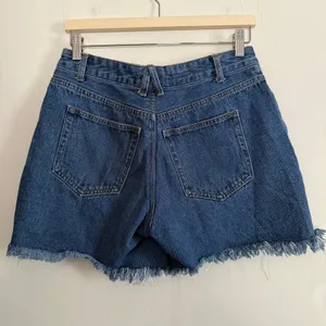LIONESS | Dark Blue Denim Cutoff Jean Shorts 6 inch inseam | Medium thumbnail 3