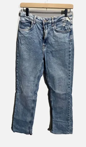 Zara Denim Jeans Womens Size 6 Blue High‎ Waisted Straight Leg Casual Boho thumbnail 1