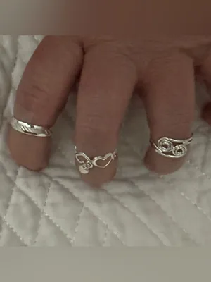 Sterling Silver Open Heart and Swirl Ring Set thumbnail 2