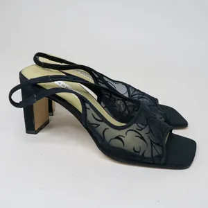 Vintage 90s Ann Marino Navy Floral Mesh Heels thumbnail 4