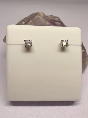 Moissanite .25CTW Sterling Silver Push Back 3MM Stud Earrings thumbnail 1