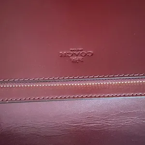 Coach Leather/Canvas Clutch Bag With Floral Print, Burgundy/Cream thumbnail 5