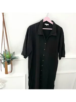 Z Supply Brise Linen Blend Midi Dress in Black Size L thumbnail 2