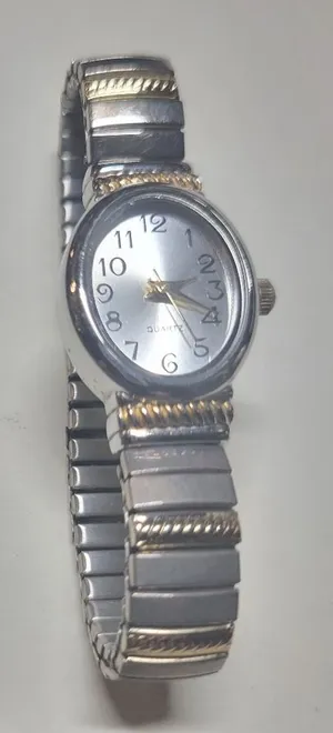 Vintage Two Tone Quartz Stretch Watch Japanese Movement thumbnail 1