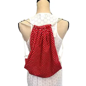 SEW SWEET MINKY Designs DrawString Tote Bag Red White Polka Dots NWT thumbnail 2