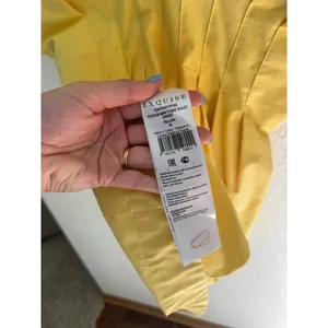 EXQUISE The Tobie Button-Front Pleated Mini Shirtdress in Yellow Size Medium thumbnail 7