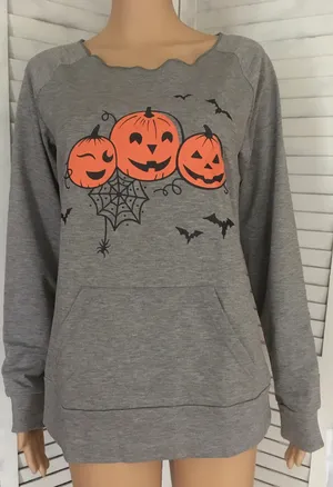 Halloween Sweatshirt , Large 🎃 Gray thumbnail 1