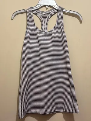 Lululemon Women's Cool Racerback II Hyper Striped White Black Size 6 thumbnail 2